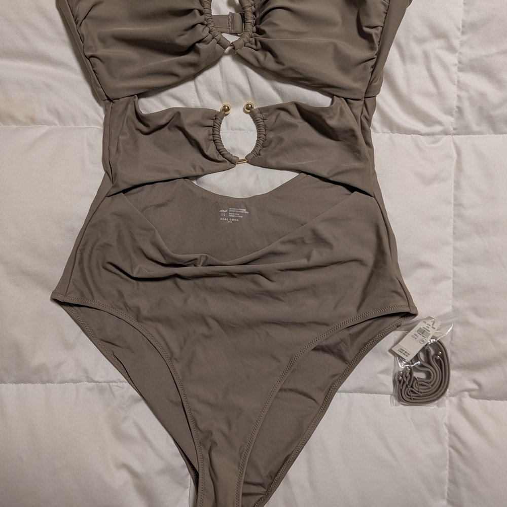 Aerie Mocha Cut-Out One-Piece Swimsuit